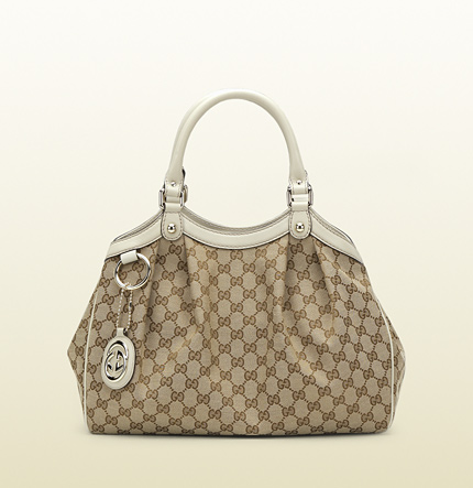 Gucci Sukey Medium GG Canvas Tote Bag 211944 White